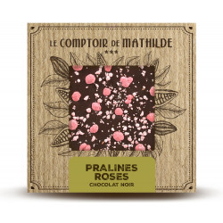 Tablette Pralines Roses de Lyon - Chocolat noir